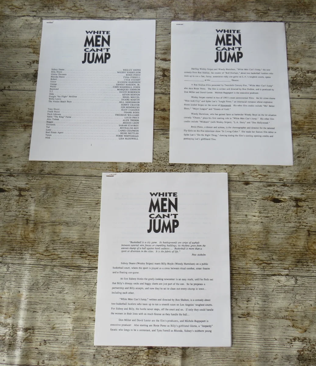 WHITE MEN CAN'T JUMP ORIGINAL 1992 CINEMA MOVIE PRESS KIT Wesley Snipes 8 PHOTOS, изображение 3