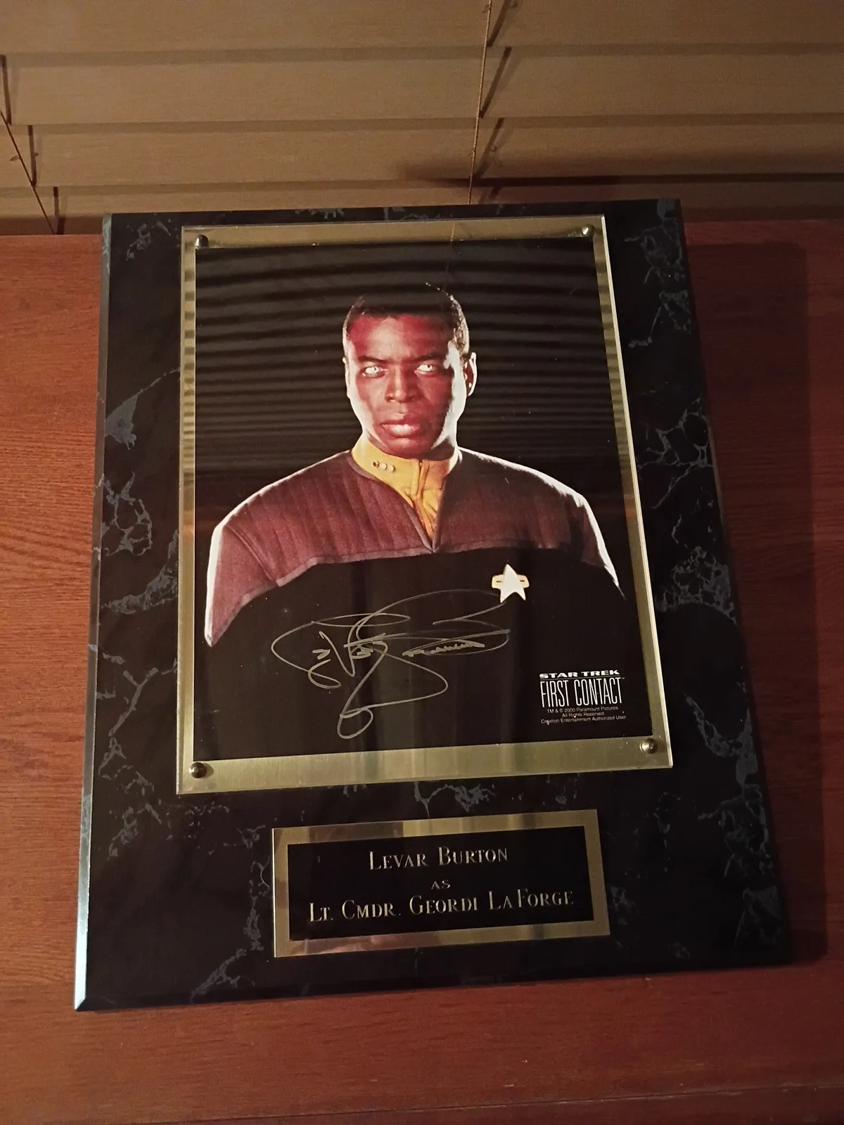Levar Burton — LeVar Burton Autographed Star Trek First Contact 8x10 Lt Comm Geordi Laforge