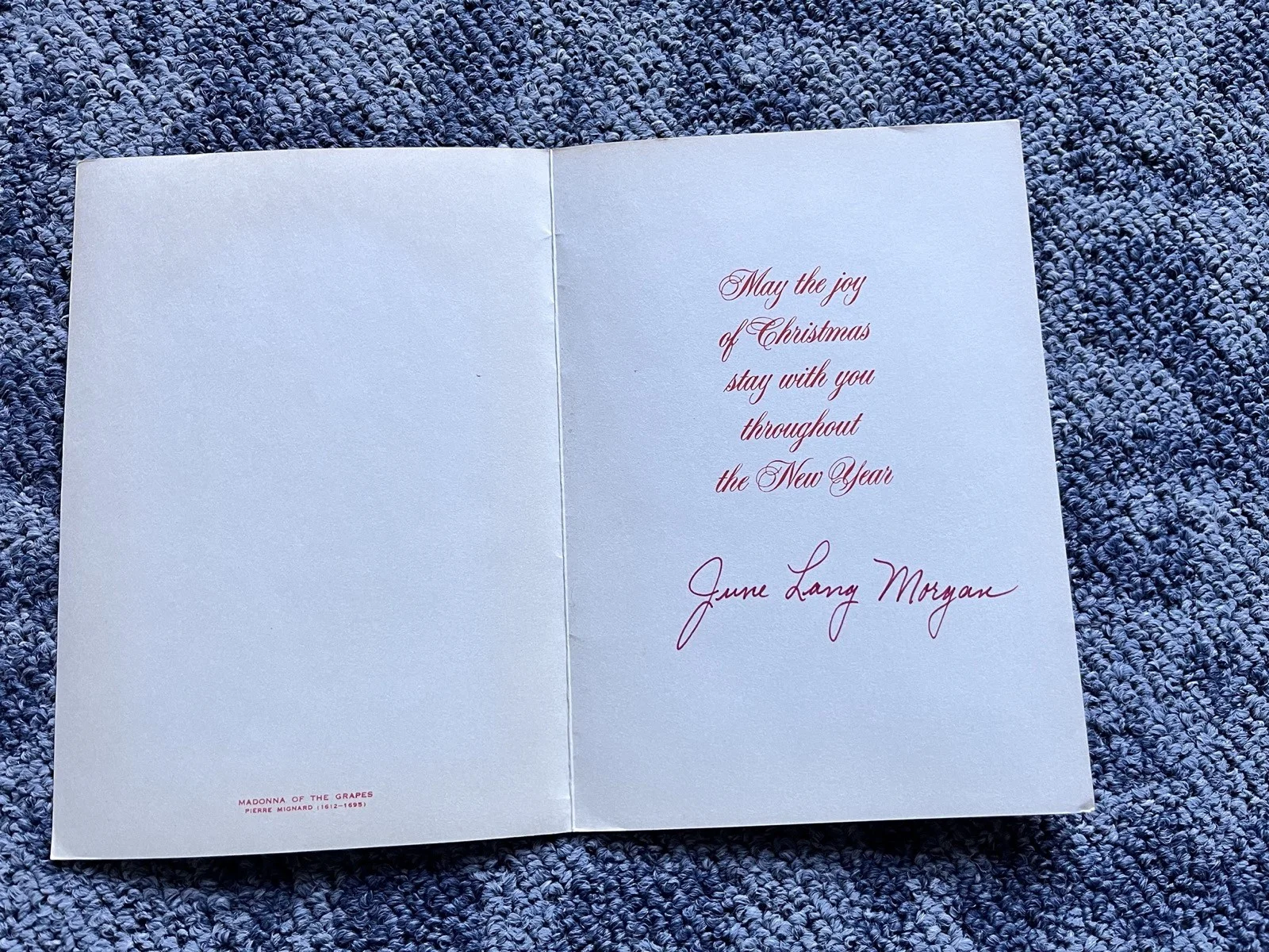 Autographed June Lang Christmas Card, image 2