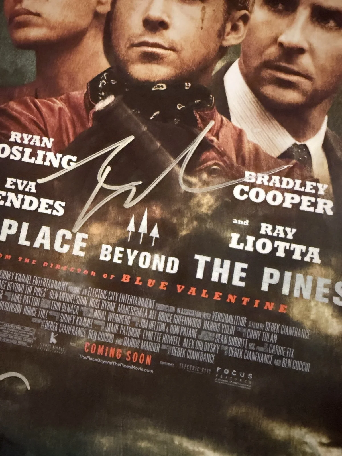Ryan Gosling, Bradley Cooper, Eva Mendes — The Place Beyond the Pines 11x17 Poster Hand Signed Gosling Cooper Mendes w/COA, image 2