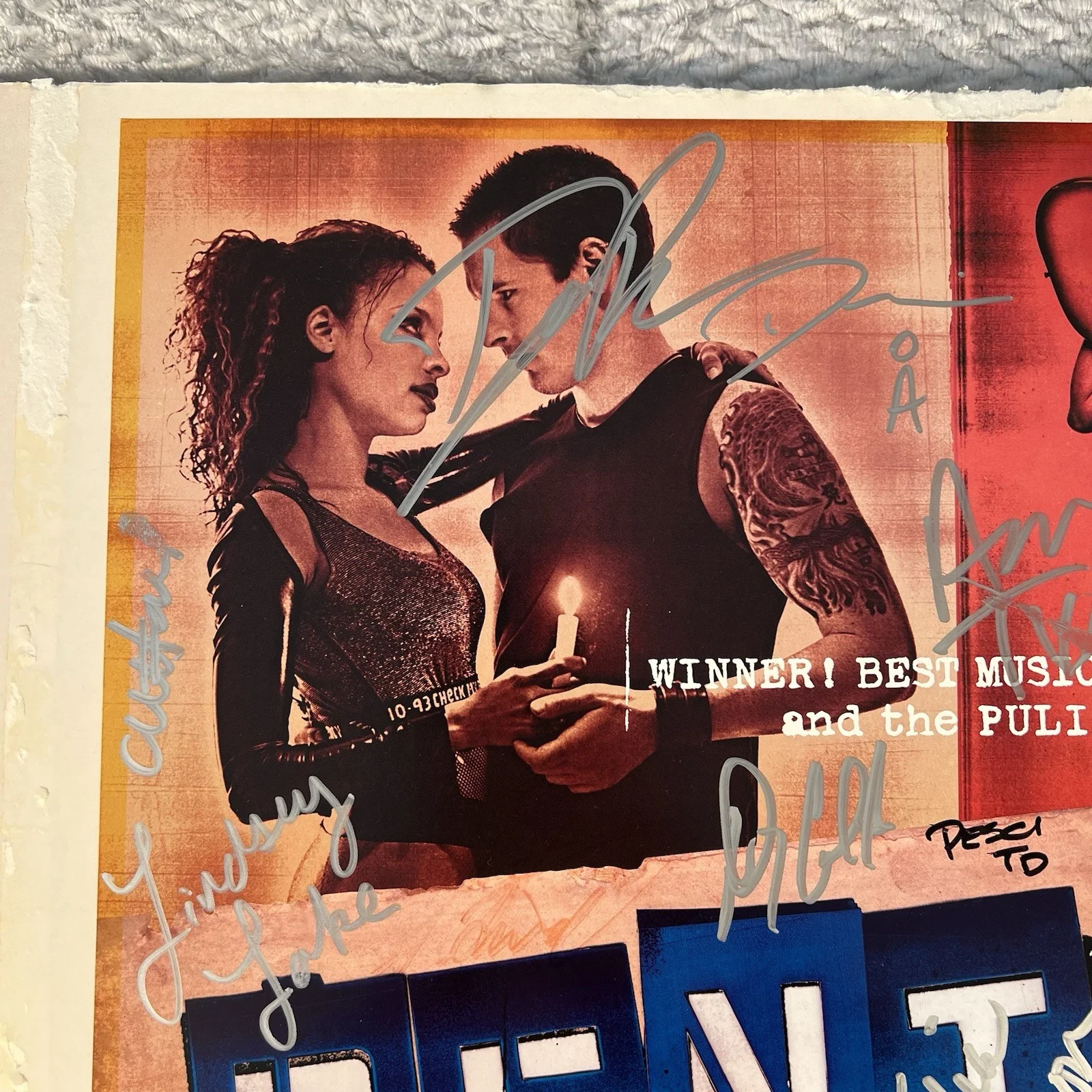 Lindsey Lake, Joe Petro, Greg Dober — RENT Broadway Musical Cast Signed Window Card Poster 2004 San Diego Tour Civic, image 3