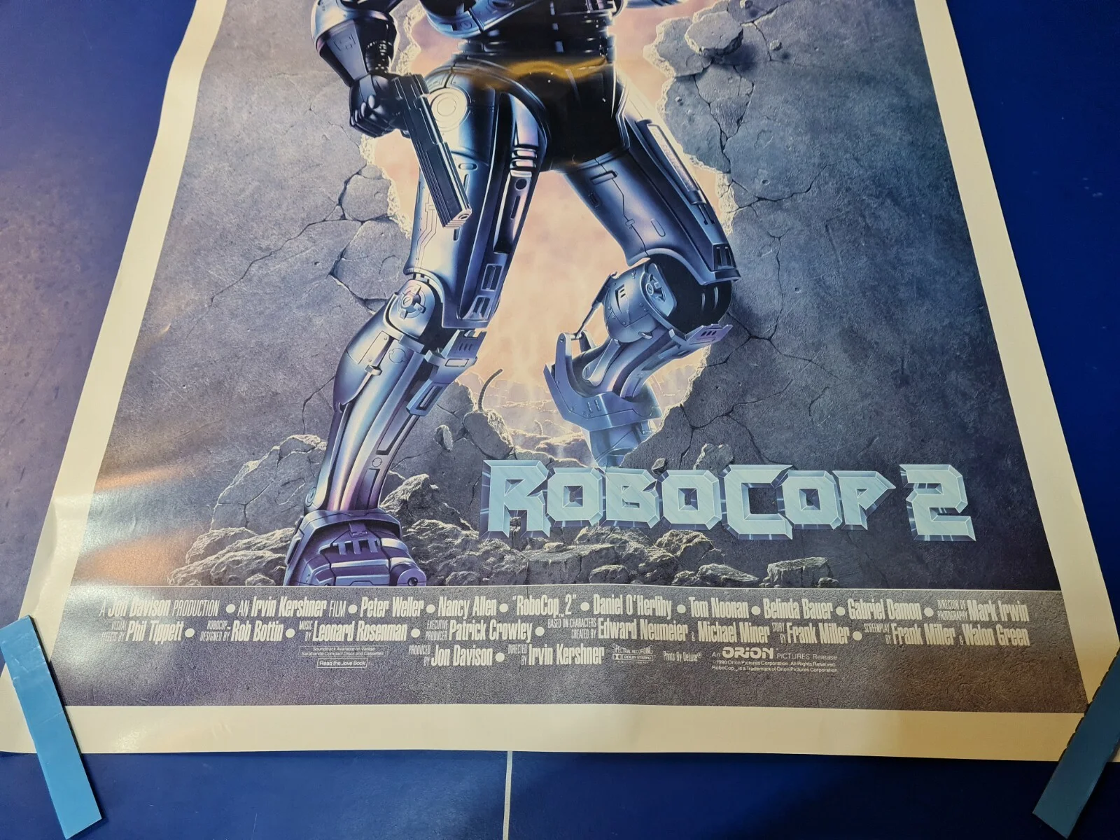 robocop 2 27x 40 Authentic ORIGINAL one sheet cinema quad poster NEW W/ Creases, image 2