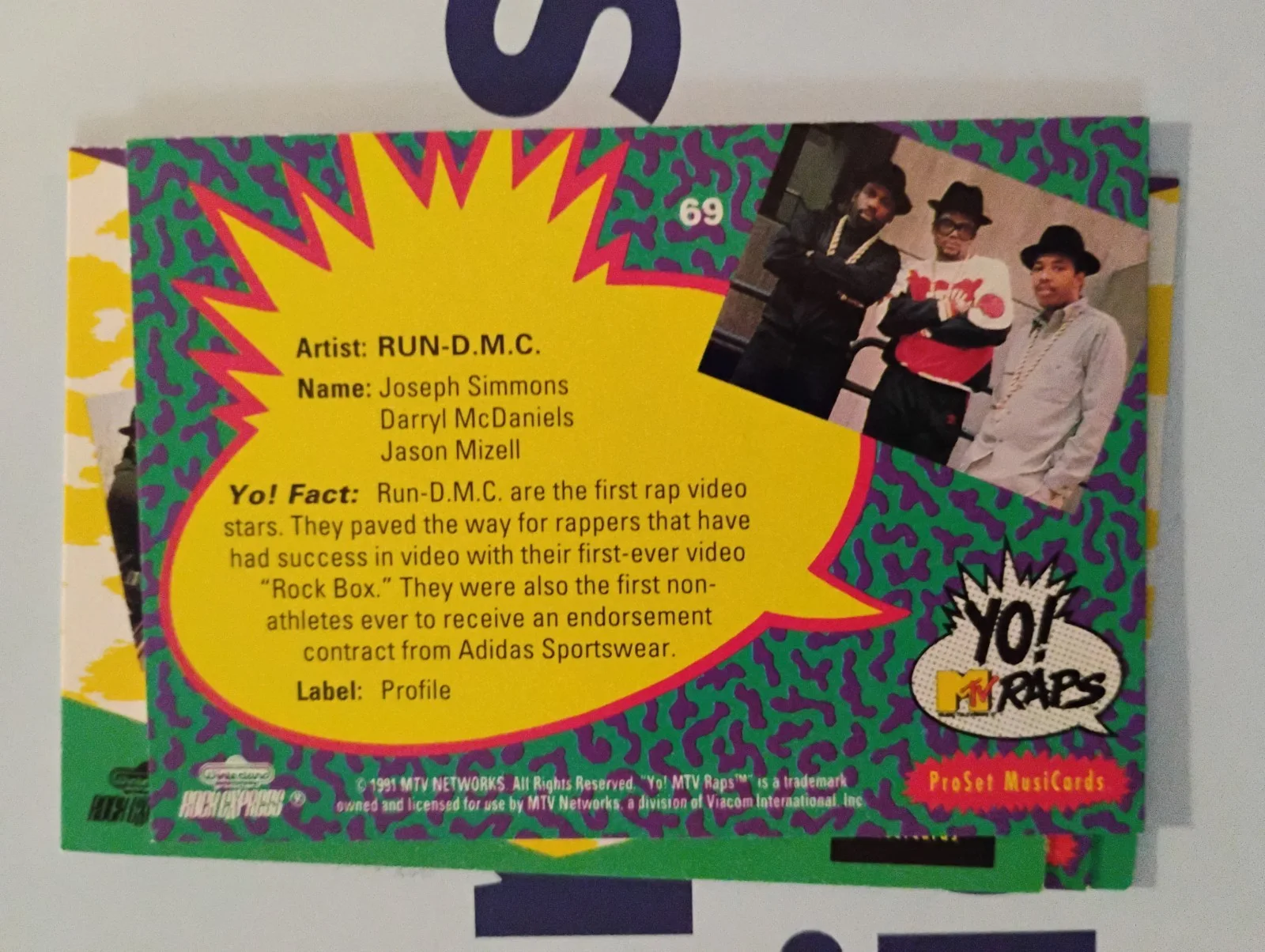 RUN DMC DARYL MCDANIELS SIGNED AUTOGRAPH YO! MTV RAPS HIP HOP TRADING CARD RARE, изображение 2