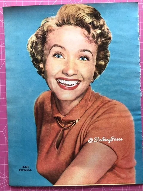 Vintage 1450s JANE POWELL clippings film star pin up 8x9'' LOT x3/56, изображение 2