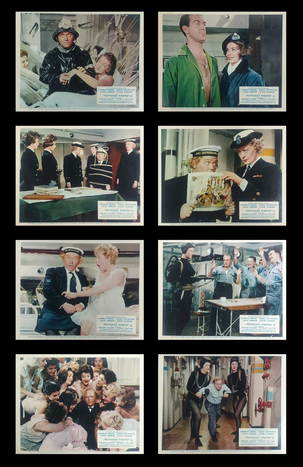 PETTICOAT PIRATES ORIGINAL UK FOH LOBBY CARDS SET 1961, изображение 2