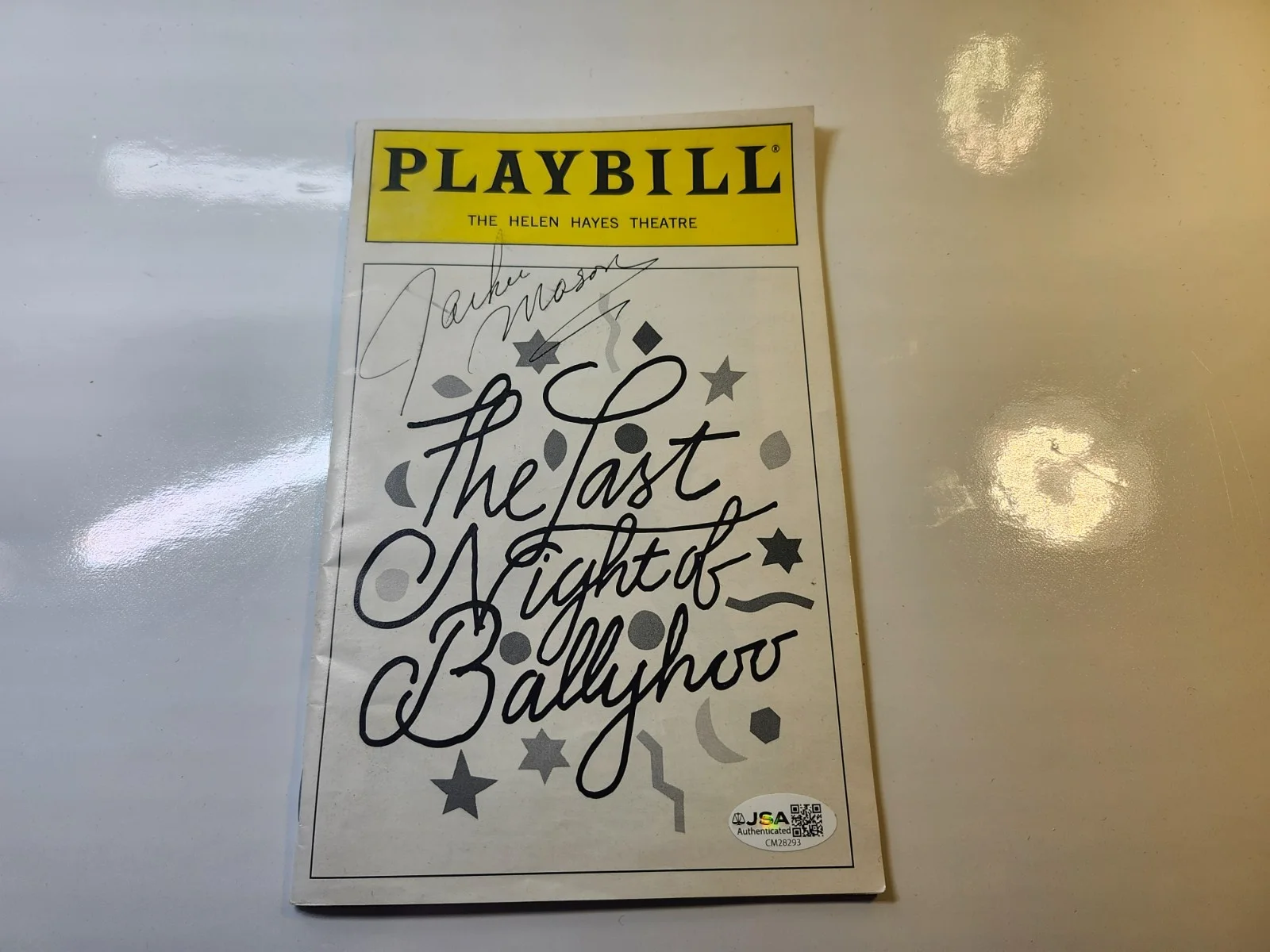 JACKIE MASON — JACKIE MASON JSA SIGNED THE LAST NIGHT OF BALLYHOO PLAYBILL HELEN HAYES THEATRE