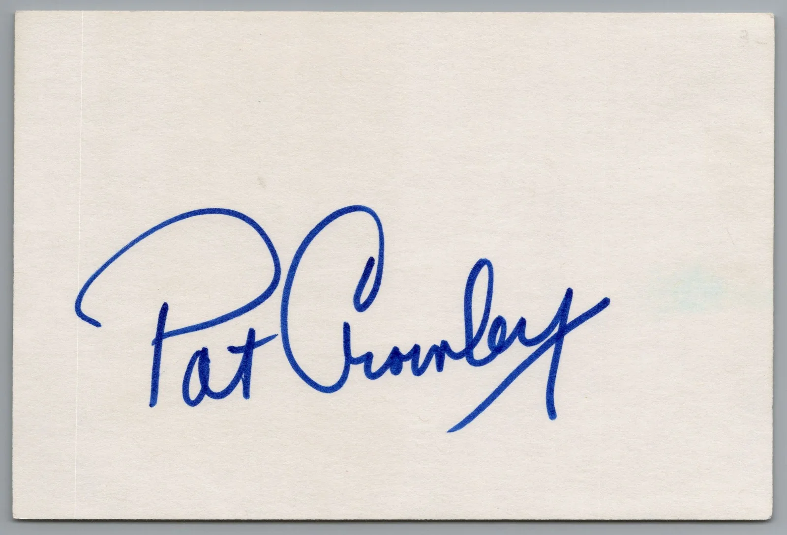 Pat Crowley — Pat Crowley Signed 4x6 Index Card Port Charles Autographed