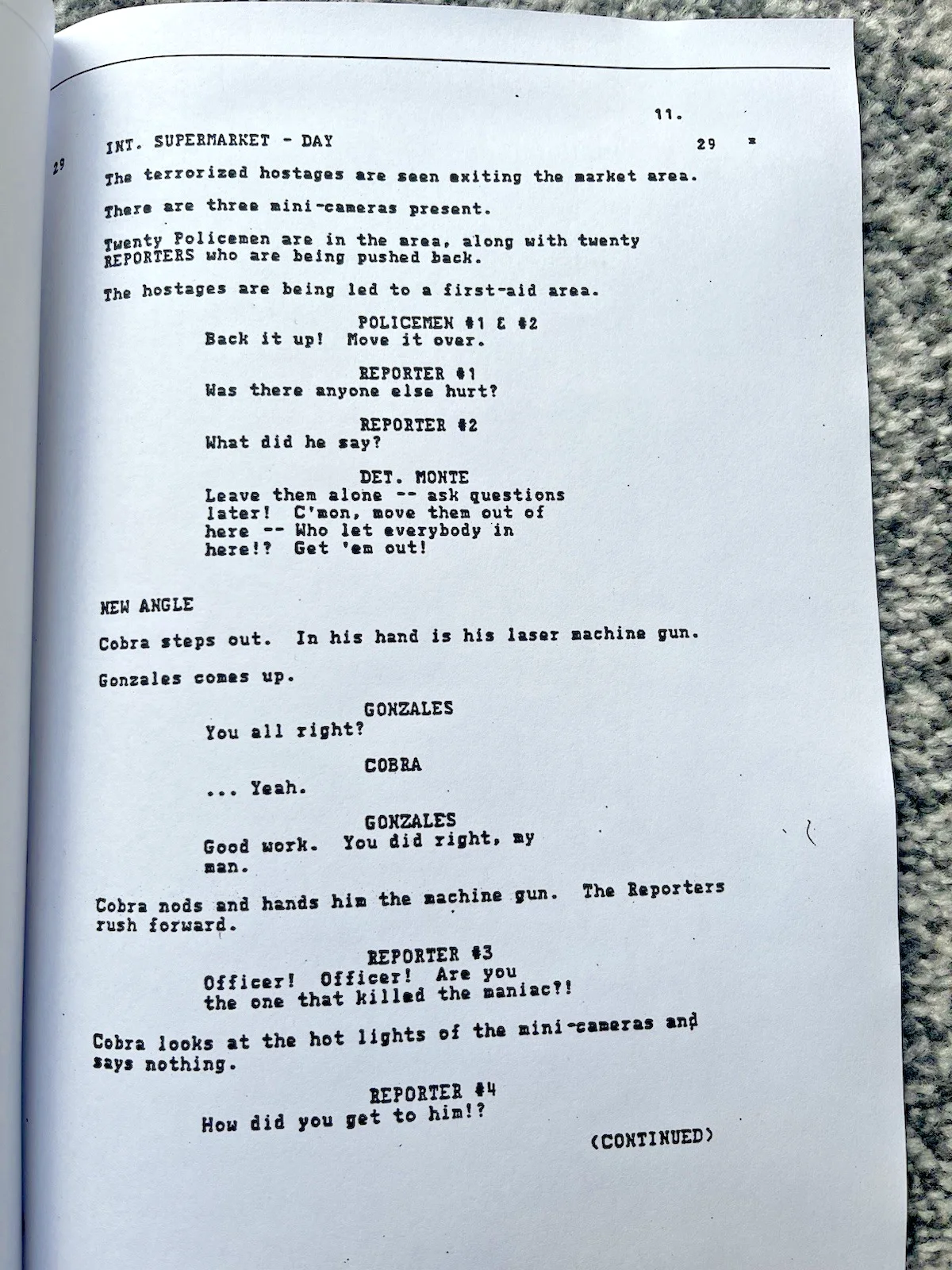 Cobra Film Screenplay / Script. Sylvester Stallone. Brigitte Nielsen., image 2