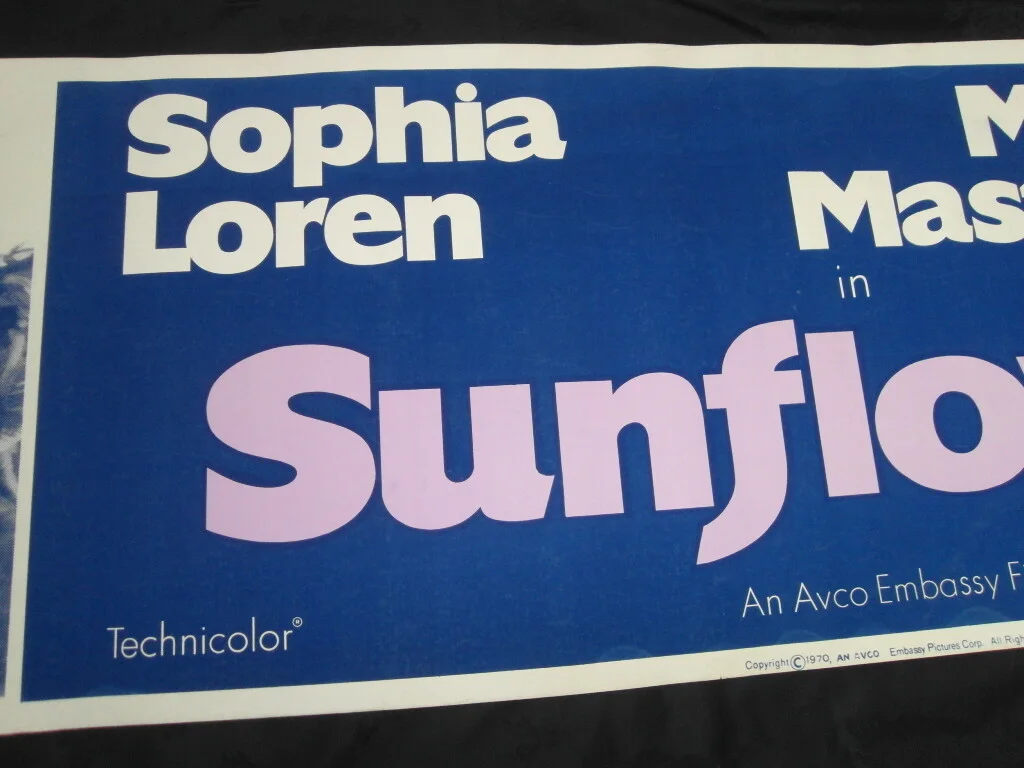 LARGE SUNFLOWER SOPHIA LOREN Original Vintage Film Poster VERY RARE, изображение 3