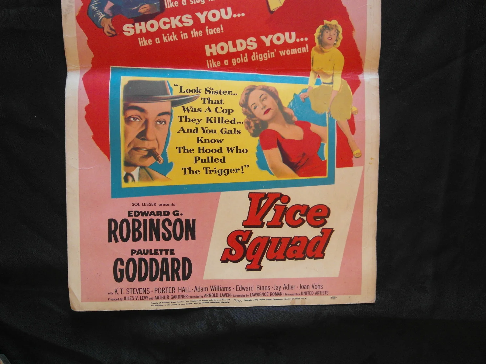 ORIGINAL FILM POSTER 1953 VICE SQUAD EDWARD G ROBINSON, image 3