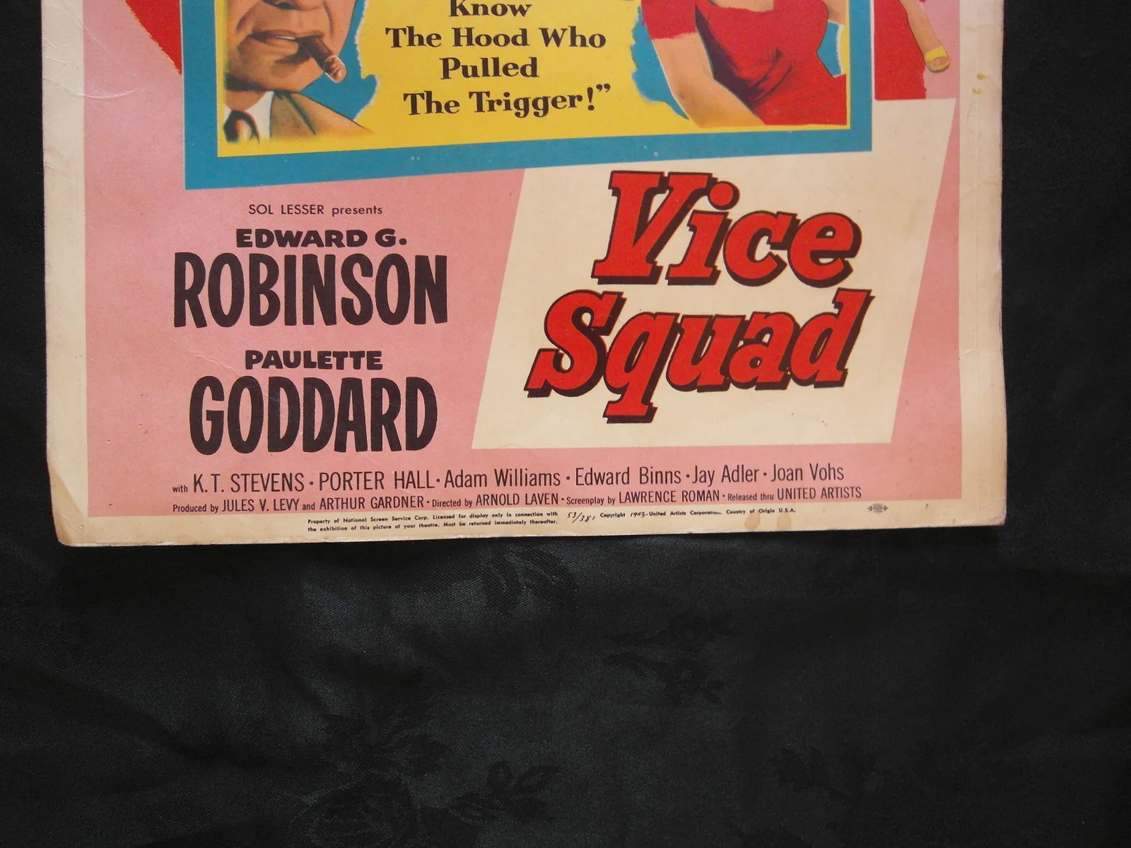 ORIGINAL FILM POSTER 1953 VICE SQUAD EDWARD G ROBINSON, image 4