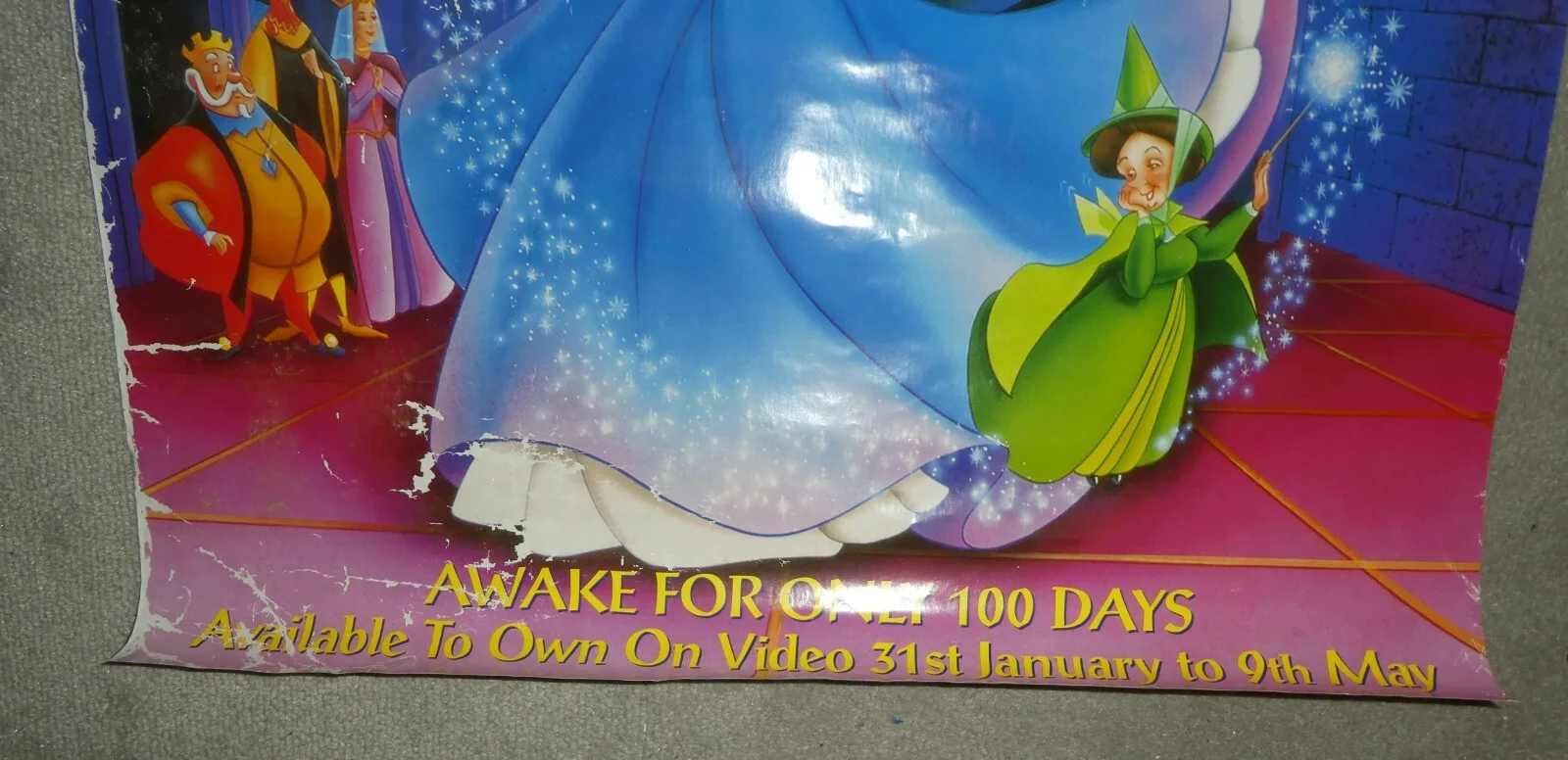 Disney Sleeping Beauty A1 size Video release poster 1990's vintage promo, изображение 2