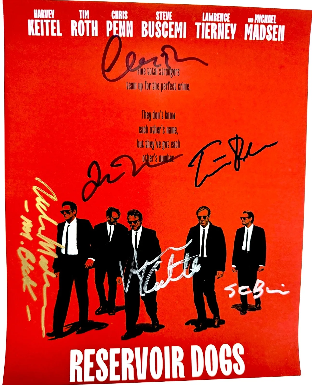 Cast — RESERVOIR DOGS photo cast signed by HARVEY KEITEL TIM ROTH QUENTIN TARANTINO