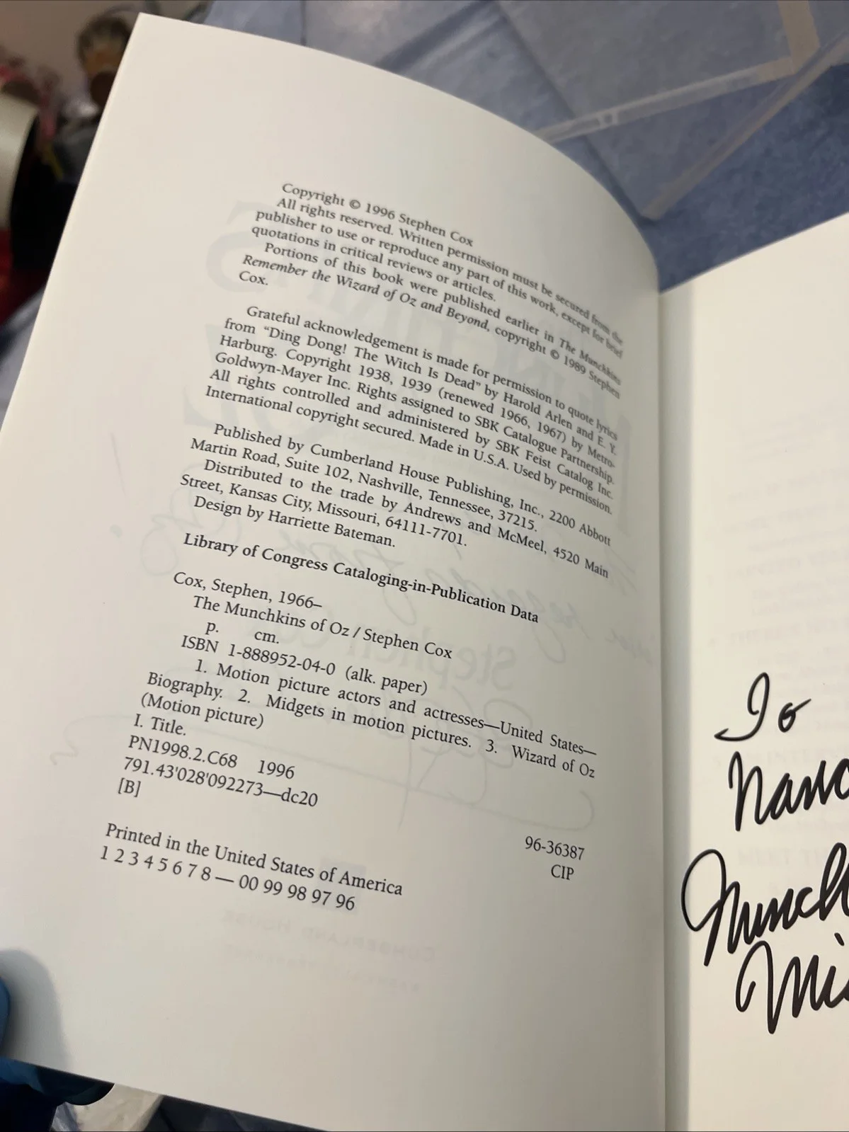 Wizard of Oz Munchkin Cast Signed Book Jerry Maren Karl Slover, image 5