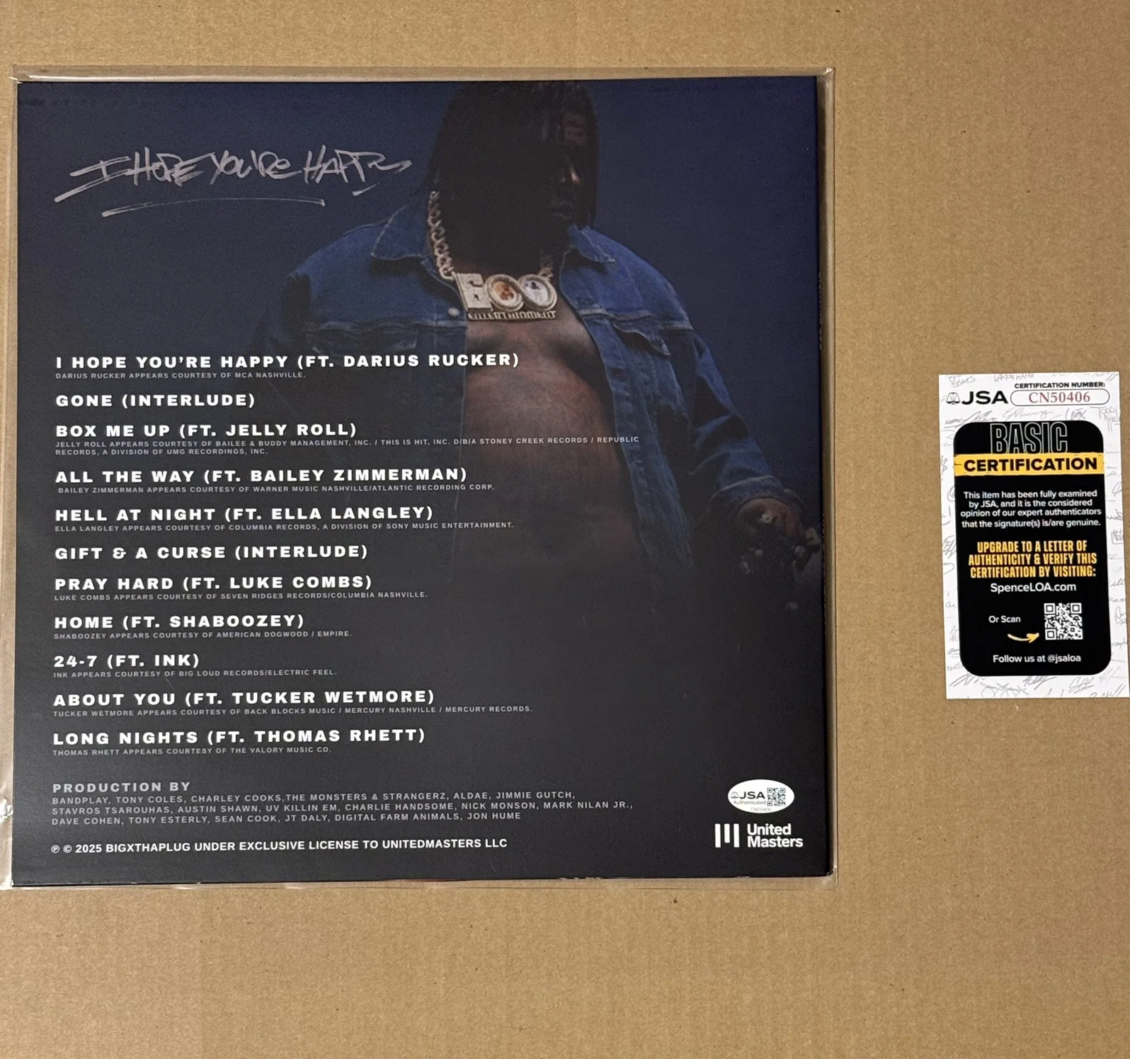 BIGXTHAPLUG Signed Autographed I Hope Your Happy LP Vinyl JSA Authentication, image 2