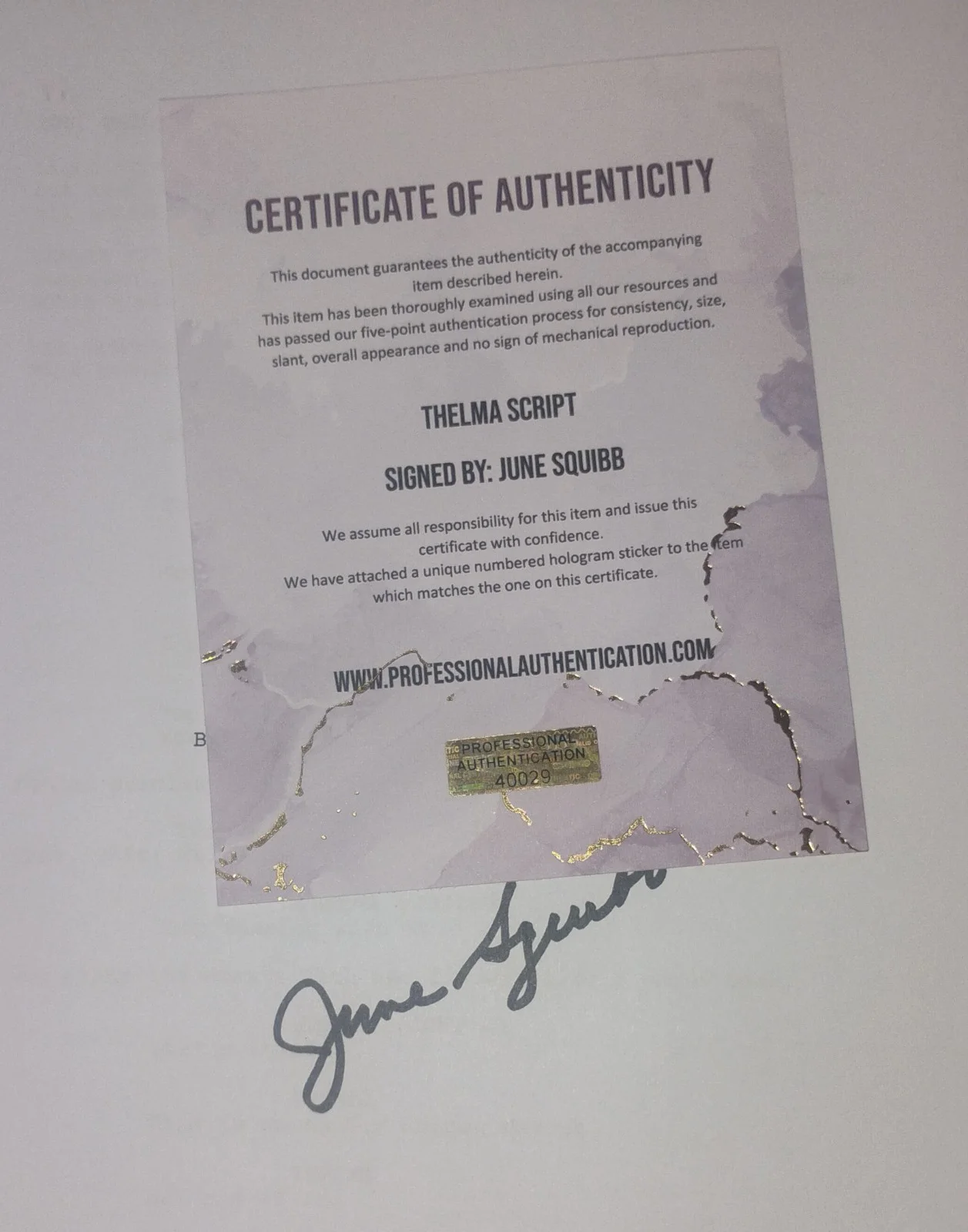June Squibb Hand Signed Autograph Thelma Script COA - NO US TARIFF, image 4