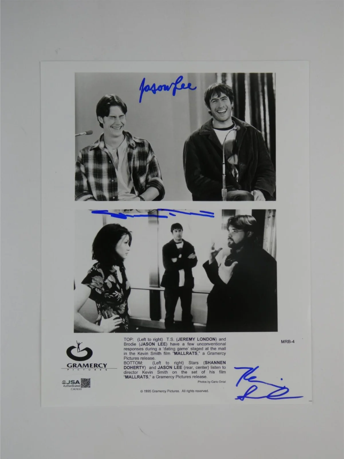 Jason Lee — Jason Lee Shannen Doherty Kevin Smith Signed 8x10 Promo Photo Mallrats JSA COA, изображение 2