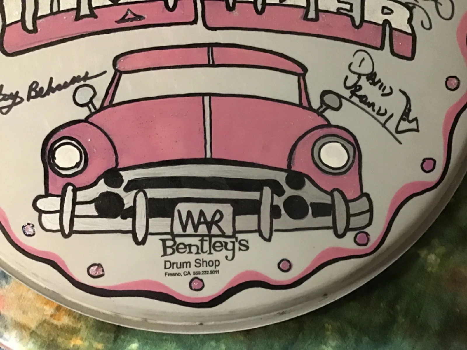 WAR Band Lowrider Autographed Drumhead - Original Art & Autographs (8) - 2011, image 2