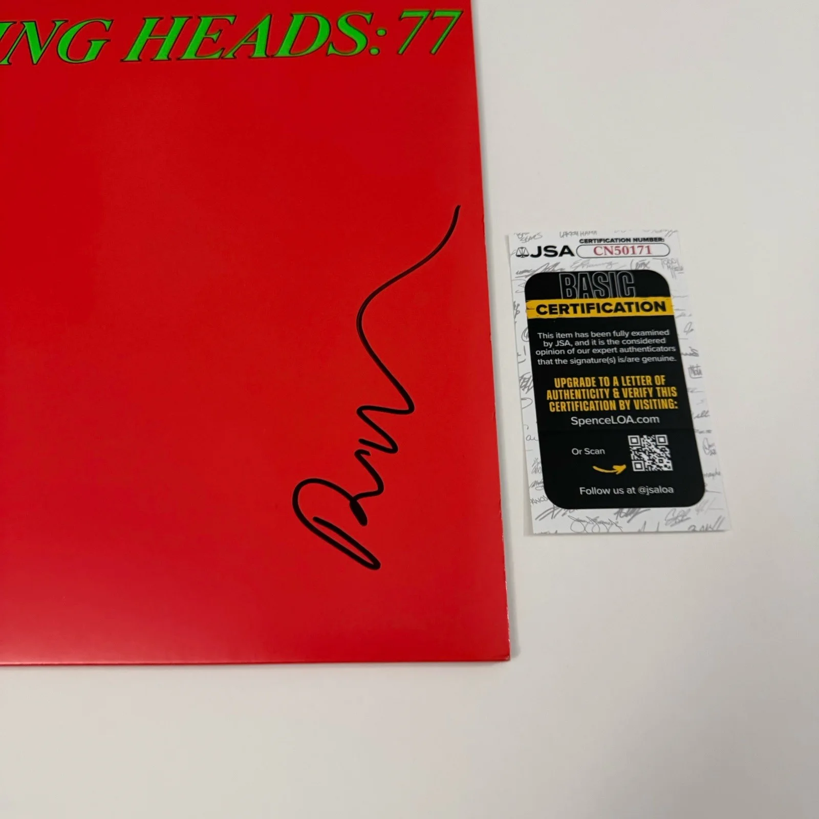 DAVID BYRNE SIGNED TALKING HEADS 77 VINYL RECORD AUTOGRAPHED JSA COA, image 2