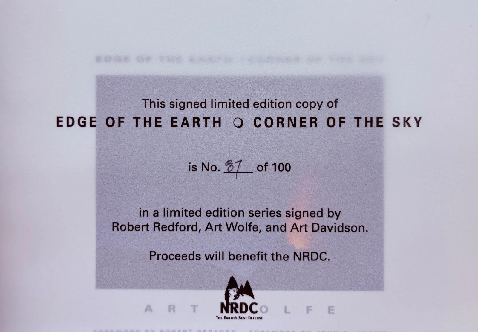 Robert Redford — Robert Redford Signed Edge of the Earth (w/ Wolf & Davidson Auto) - Limited 100, image 3