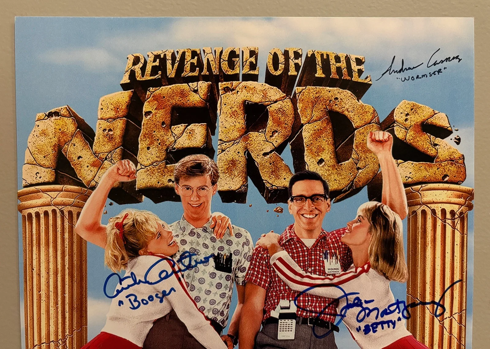 Gibbs, Carradine — Revenge of the Nerds Cast Signed 11x17 Poster Photo - w/ Gibbs & Carradine - COA, изображение 2