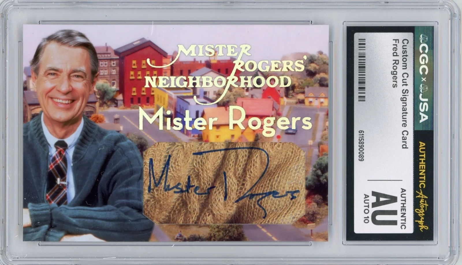 Fred Rogers — Mister Fred Rogers Signed Custom Cut Neighborhood Card JSA CGC Auto Grade 10