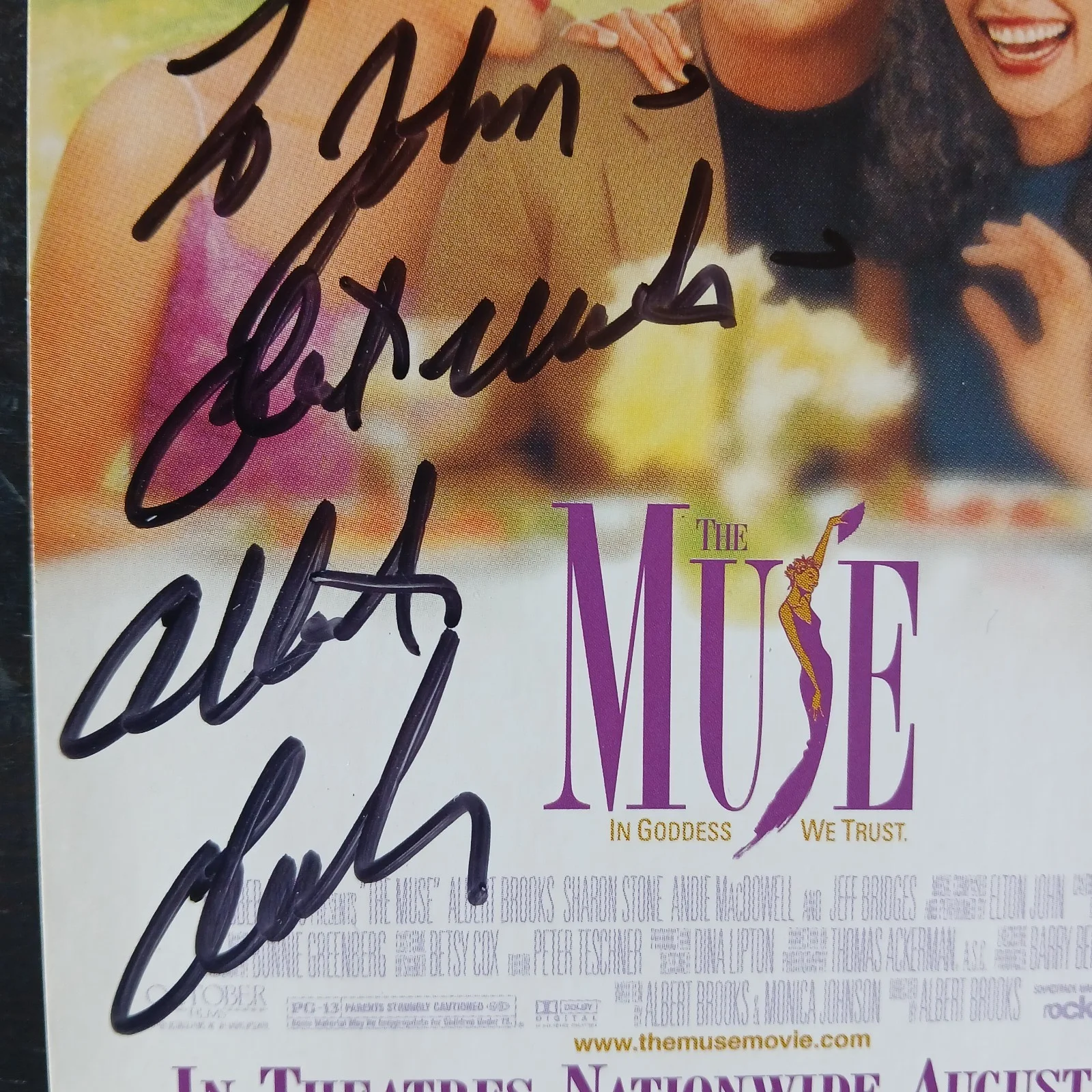 albert brooks — albert brooks signed 4x6 'the muse' original movie postcard, image 3
