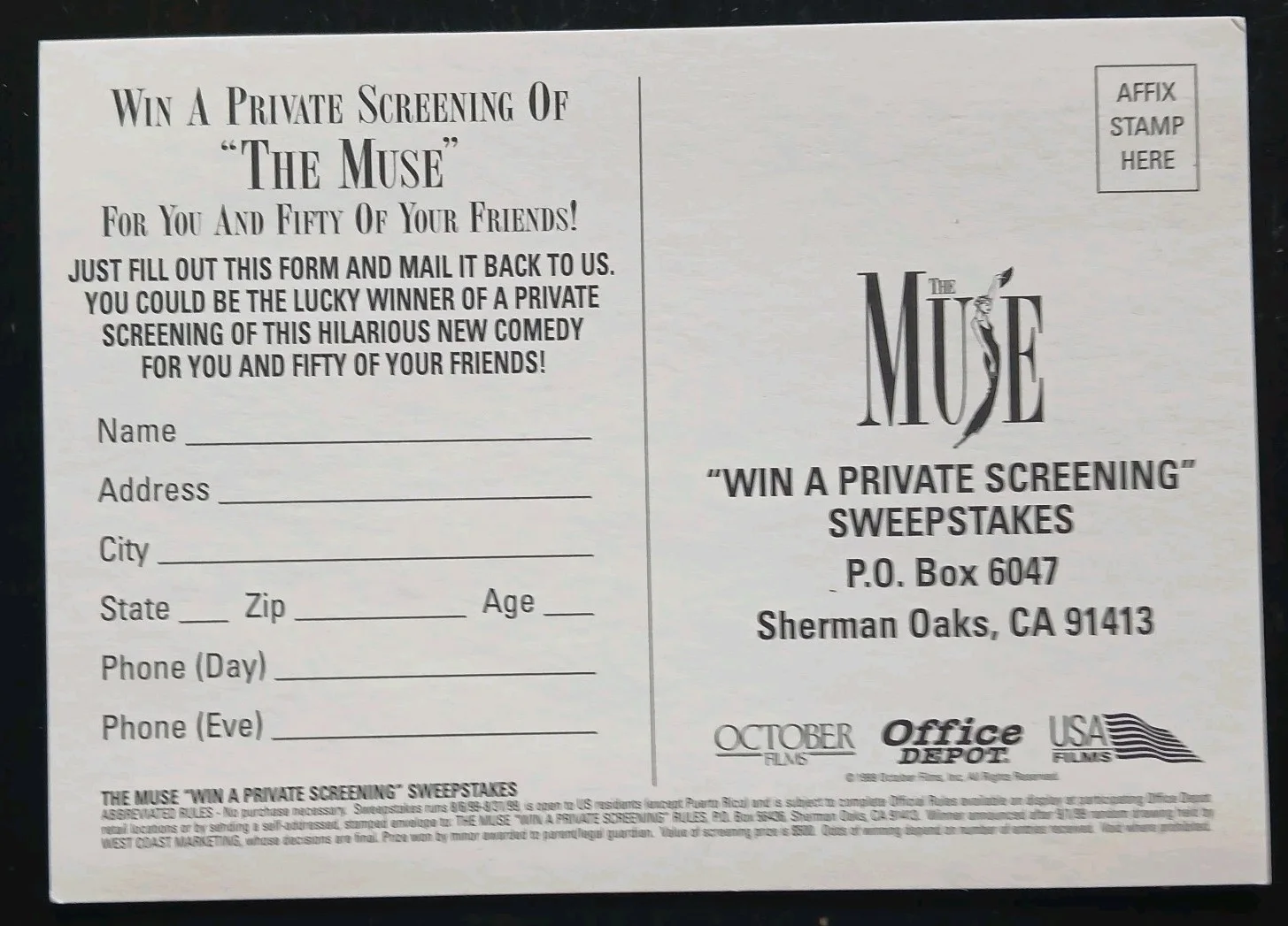 albert brooks — albert brooks signed 4x6 'the muse' original movie postcard, image 5