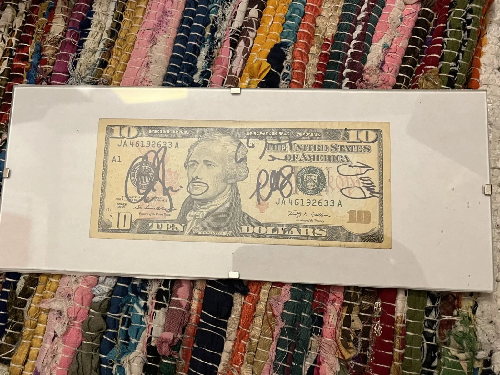 Lin-Manuel Miranda, Christopher Jackson — Lin-Manuel Miranda signed $10 bill with FREE original Broadway cast recording CD