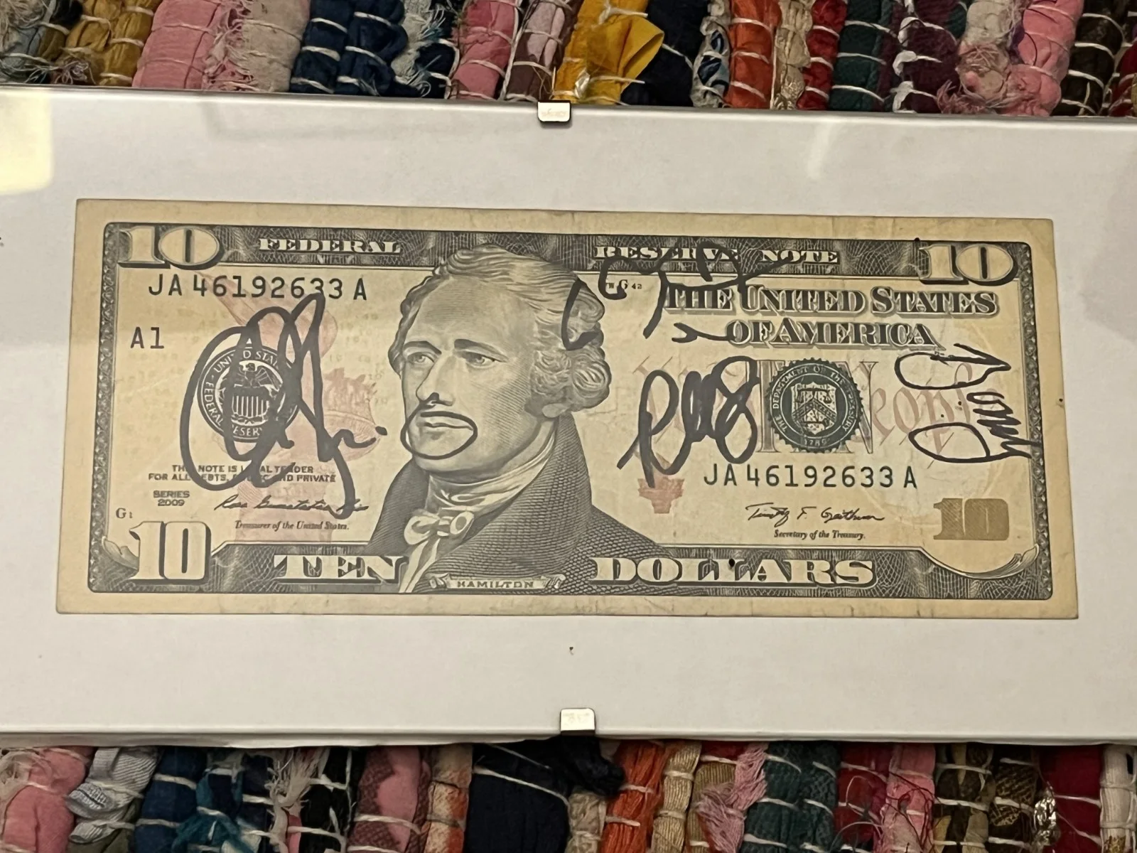 Lin-Manuel Miranda, Christopher Jackson — Lin-Manuel Miranda signed $10 bill with FREE original Broadway cast recording CD, изображение 2
