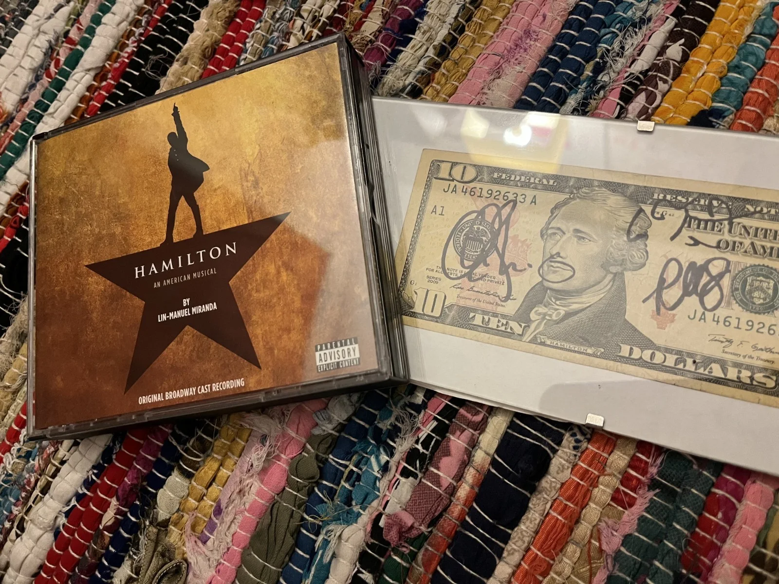 Lin-Manuel Miranda, Christopher Jackson — Lin-Manuel Miranda signed $10 bill with FREE original Broadway cast recording CD, изображение 3