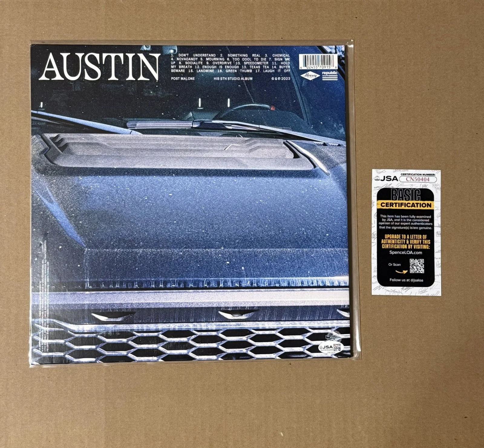 Post Malone Signed Austin Vinyl LP Record JSA Coa Autographed, image 2