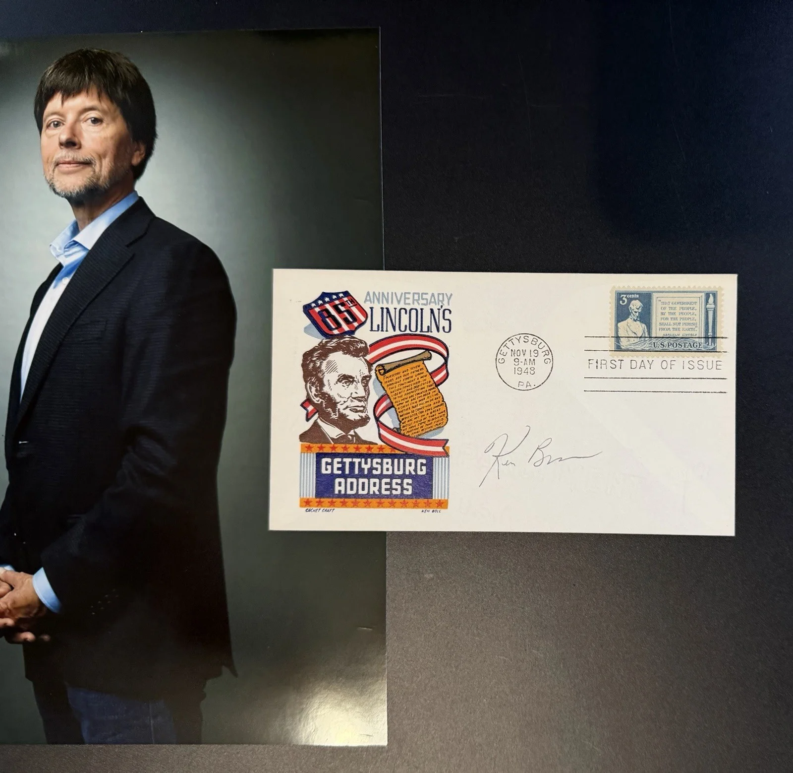 Ken Burns Signed FDC Envelope + 8x10 Photo Civil War Documentary Director, image 2