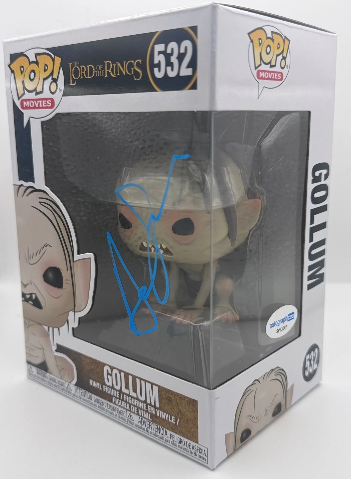 Andy Serkis — Andy Serkis "Lord of the Rings" AUTOGRAPH Signed 'Gollum' 532 Funko Pop ACOA, изображение 2