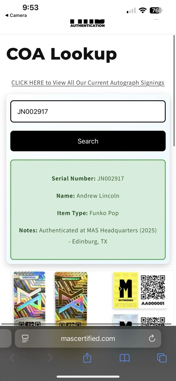 Andrew Lincoln Signed Rick Grimes Funko Pop #67 SIGNED WITH STICKER TWD, изображение 4