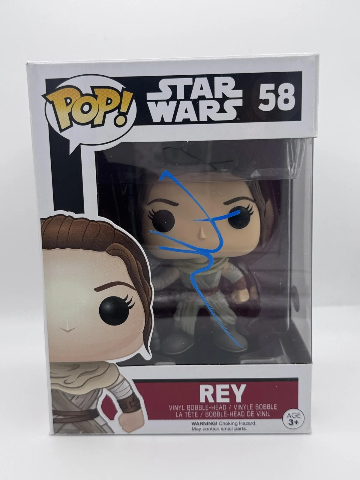 Daisy Ridley — Daisy Ridley "Star Wars: The Force Awakens" SIGNED 'Rey' 58 Funko Pop ACOA