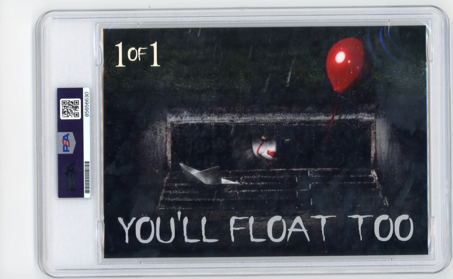 Stephen King — Stephen King Signed Custom Cut IT Pennywise Card PSA Slabbed Auto Autograph, image 2
