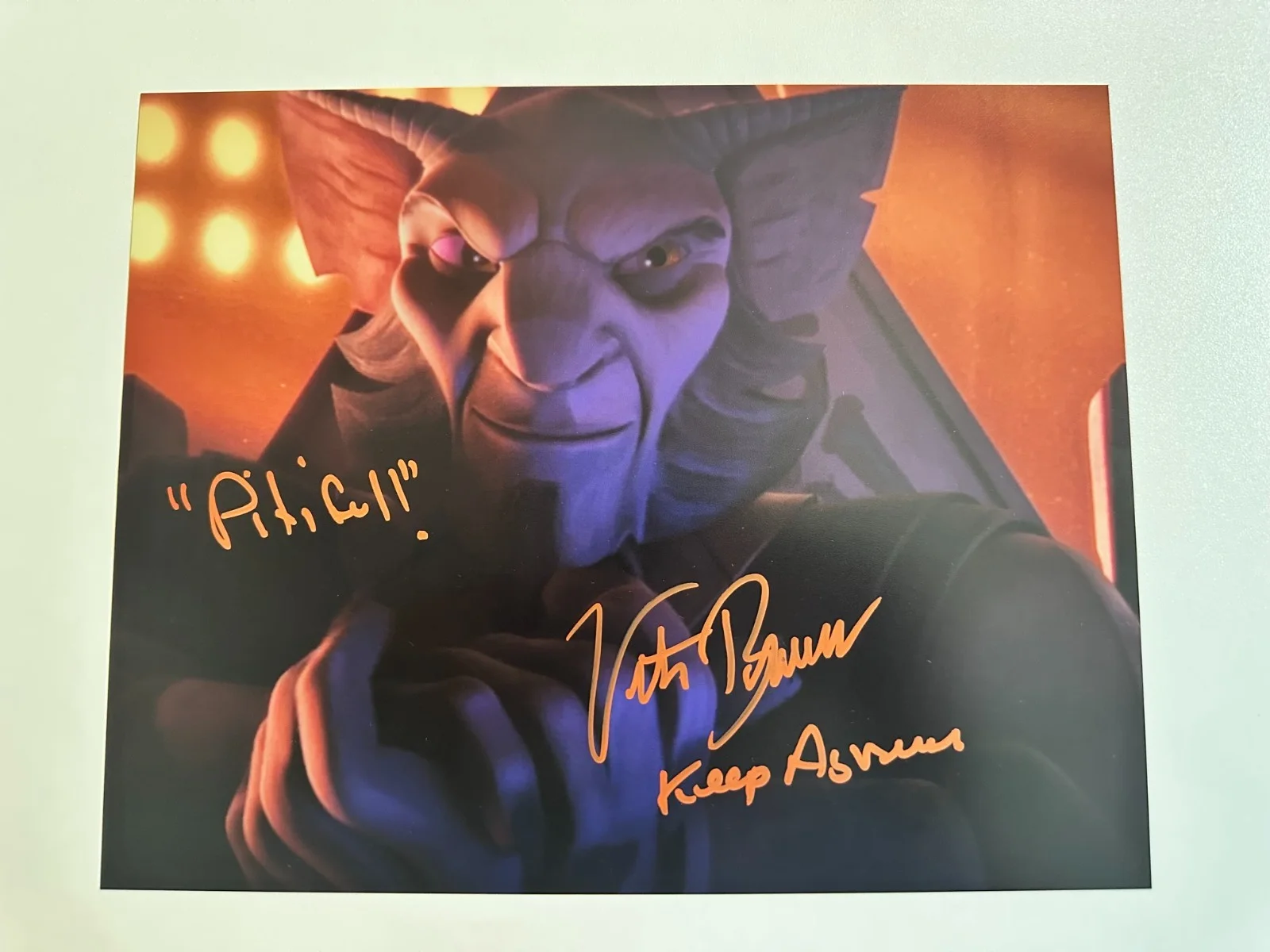 Victor Brandt — Victor Brandt Signed 8x10 Star Wars: The Clone Wars Keeper Agruss Autograph Rare