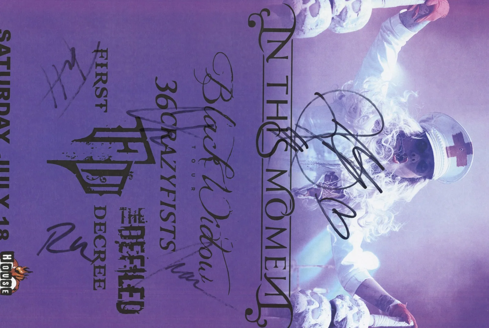 In This Moment autographed gig poster Maria Brink, Travis Johnson, Chris Howorth, изображение 2