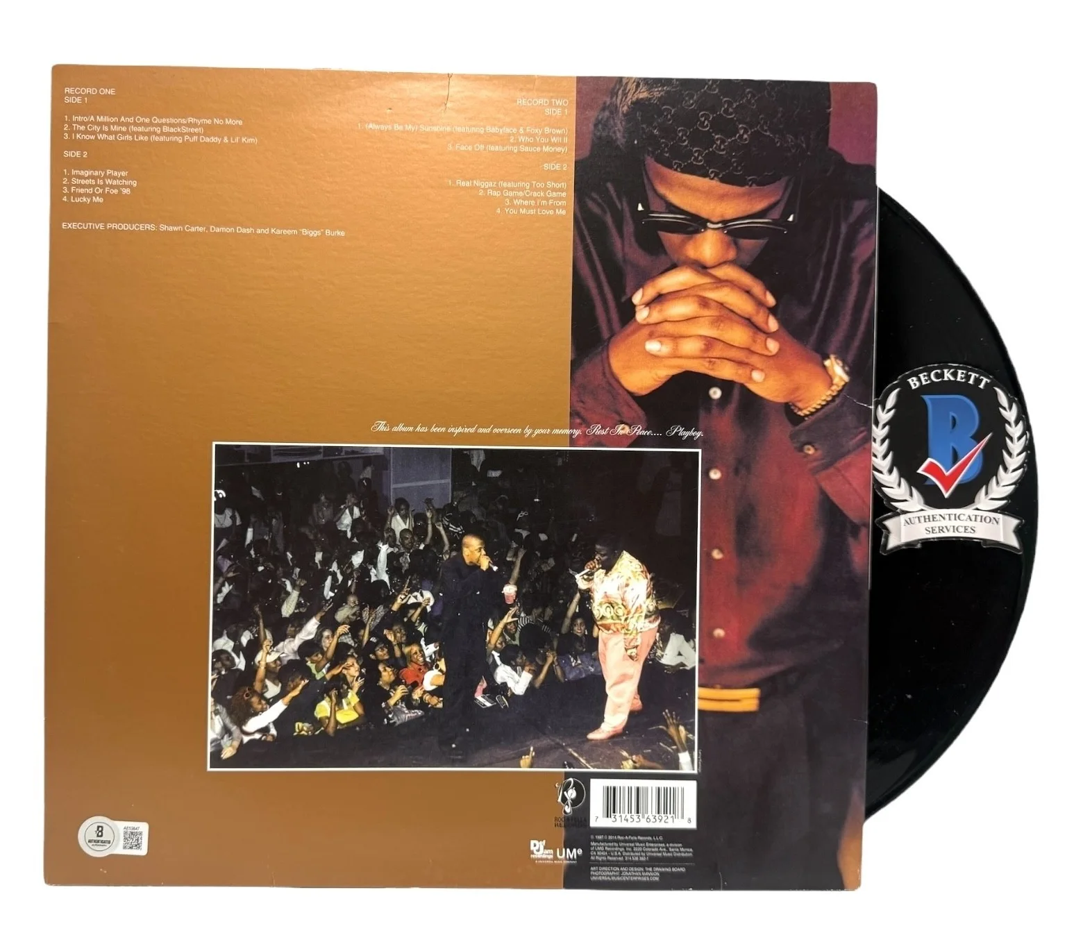 JAY-Z SIGNED AUTOGRAPH VINYL IN MY LIFETIME, VOL. 1 BECKETT BAS, image 2