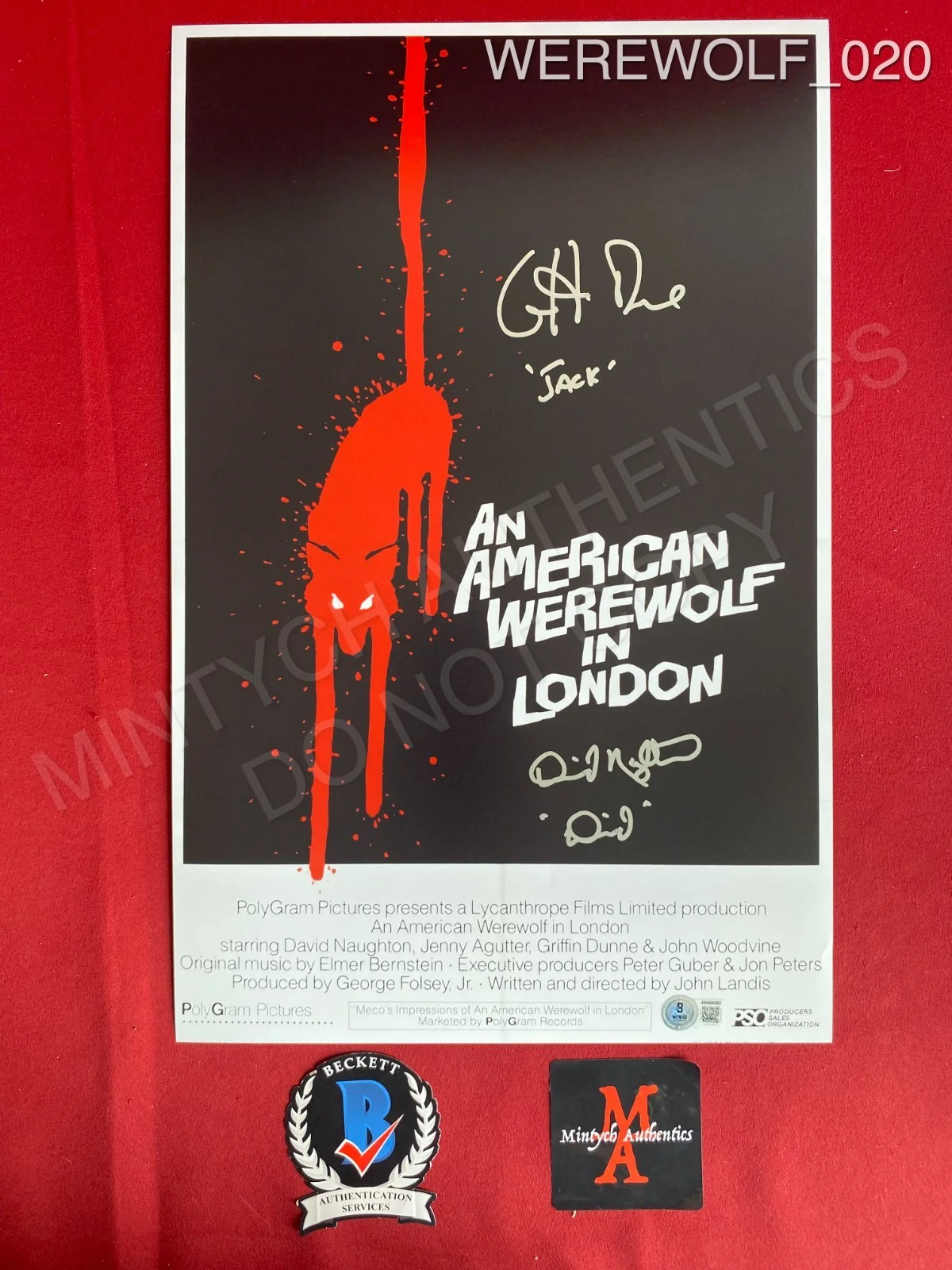 David Naughton, Griffin Dunne — David Naughton Griffin Dunne American Werewolf in London dual signed 11x17 photo