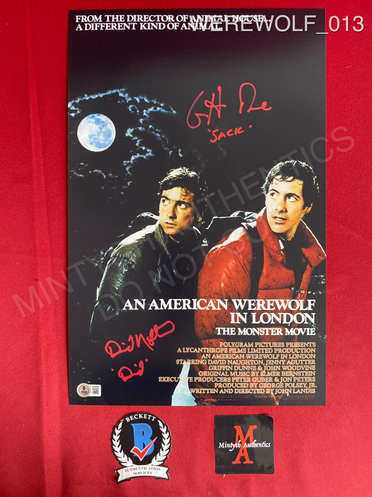 David Naughton, Griffin Dunne — David Naughton Griffin Dunne American Werewolf in London dual signed 11x17 photo