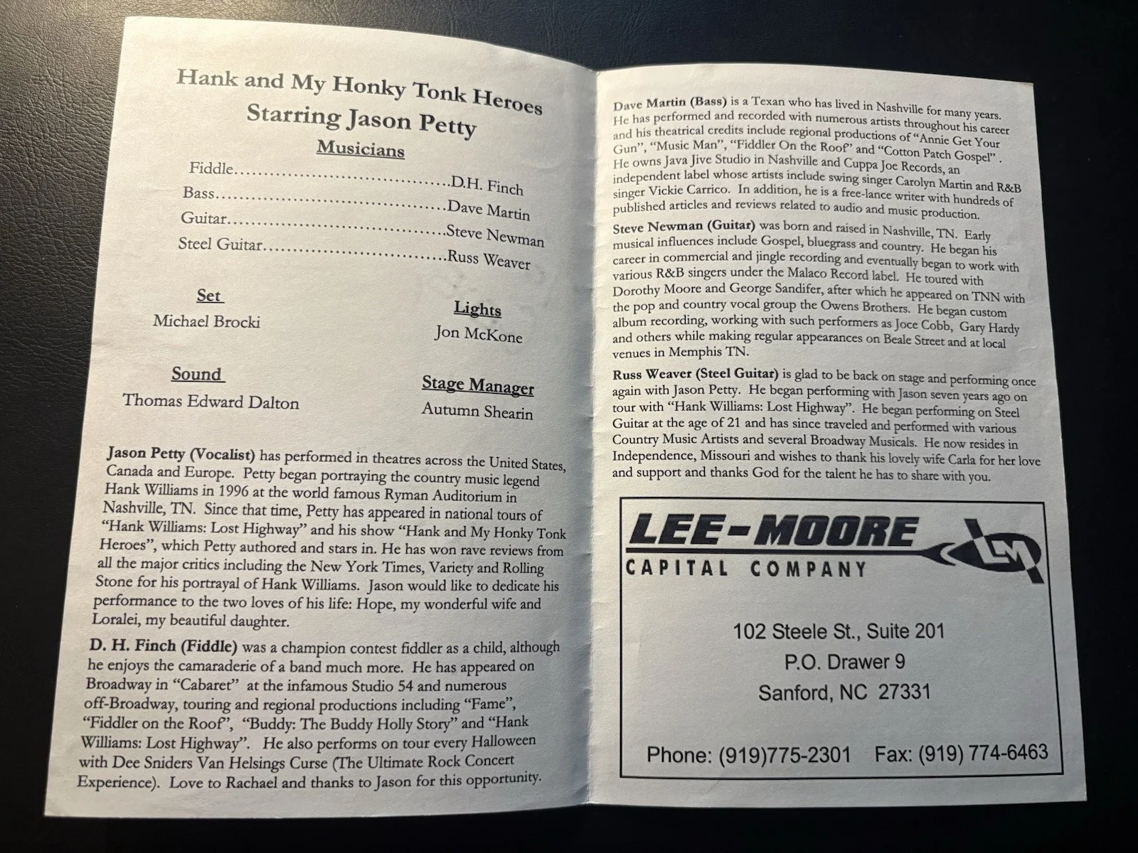 Hank & My Honky Tonk Heroes Signed Program Jason Petty Inscribed Country Theatre, image 3
