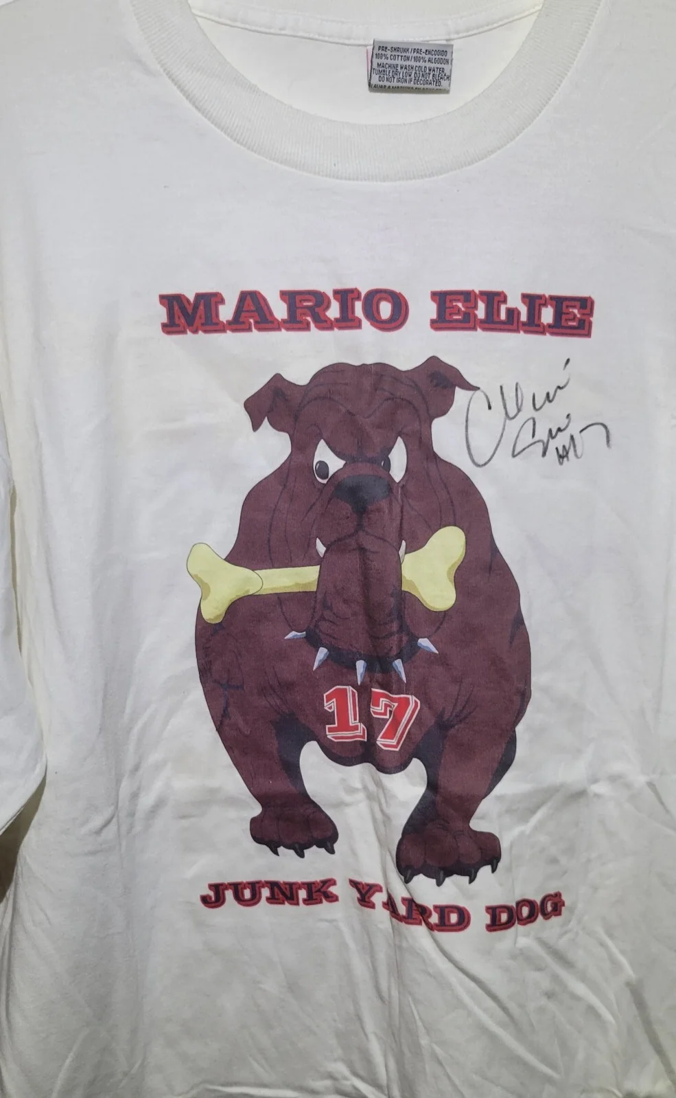 Mario Elie — New Vintage Houston Rockets Signed Mario Elie Shirt Junk Yard Dog, изображение 2