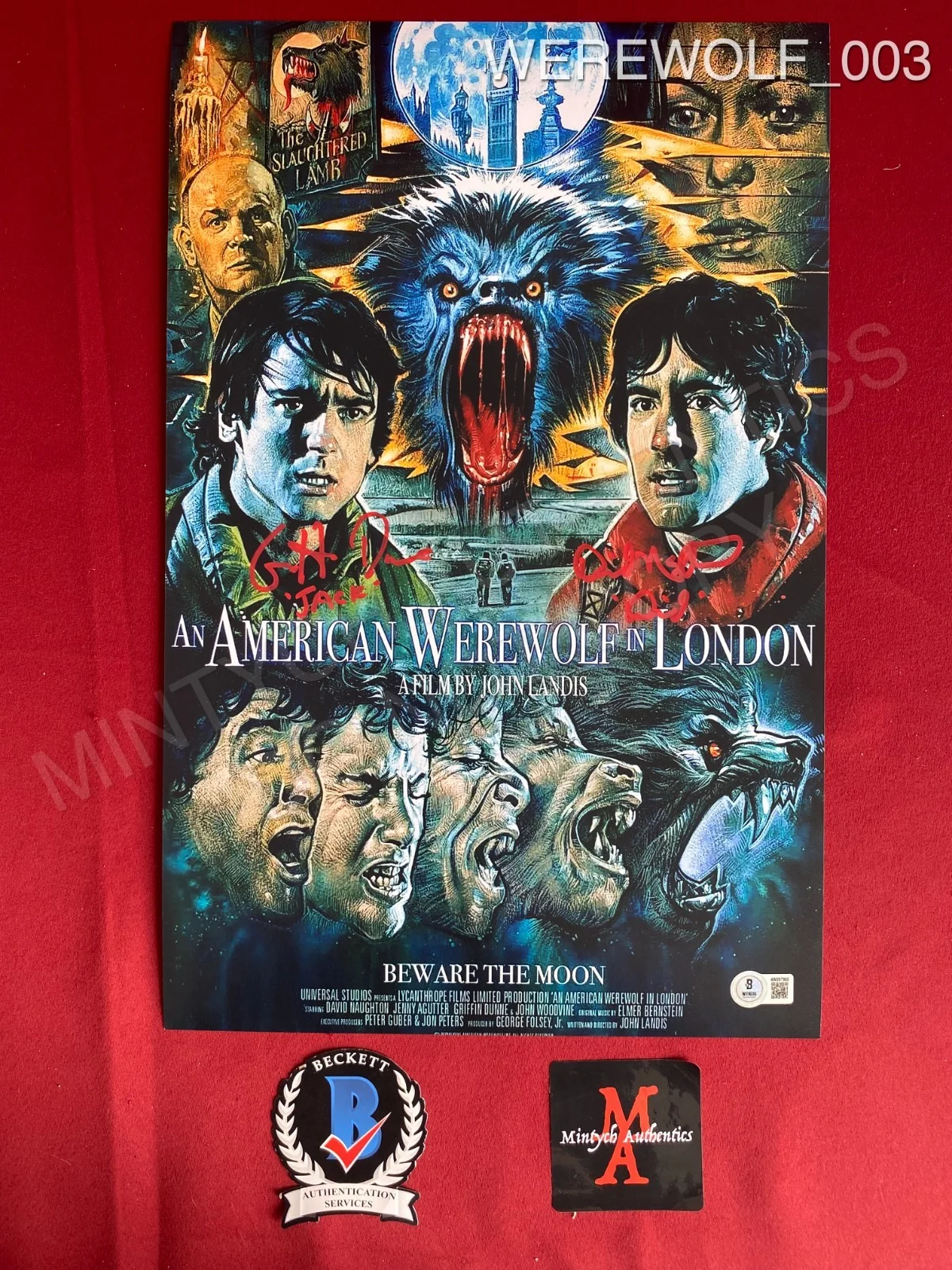 David Naughton, Griffin Dunne — David Naughton Griffin Dunne American Werewolf in London dual signed 11x17 photo