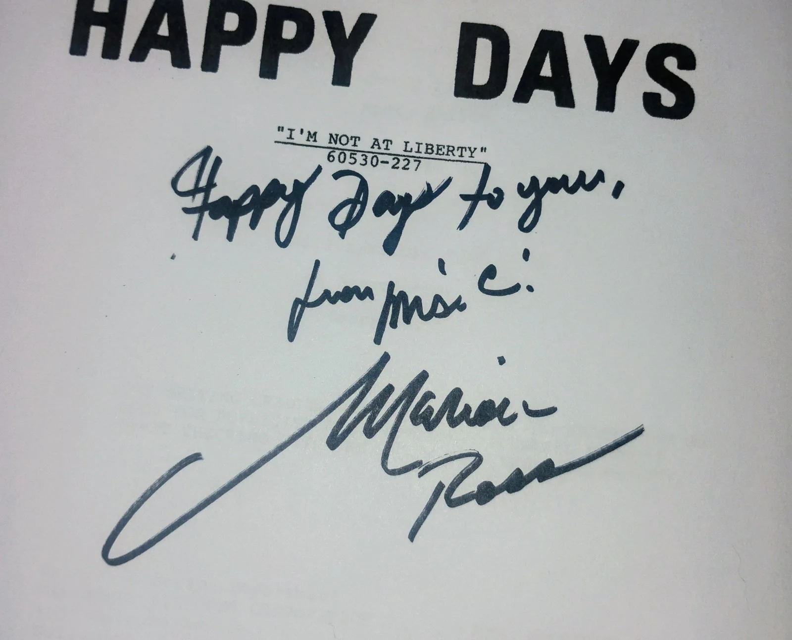 Marion Ross Hand Signed Happy Days Script COA - NO US TARIFFS, image 3