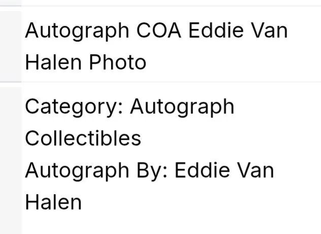 ORIGINAL SIGNED EDDIE VAN HALEN AUTOGRAPH 8X12" W/COA. PHOTO., изображение 3