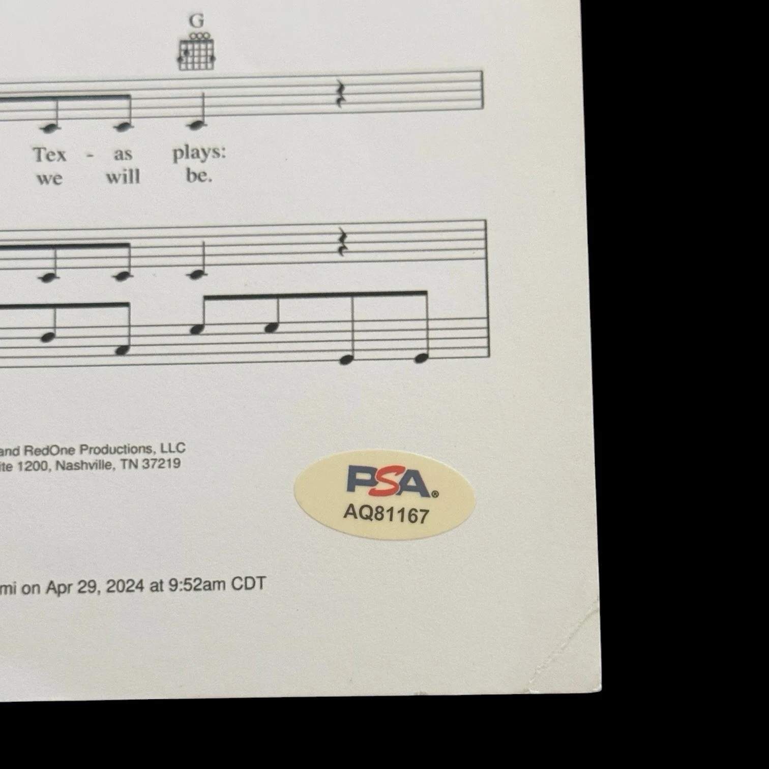 Lady Gaga Signed Poker Face Music Sheet PSA/DNA COA Autograph, изображение 2