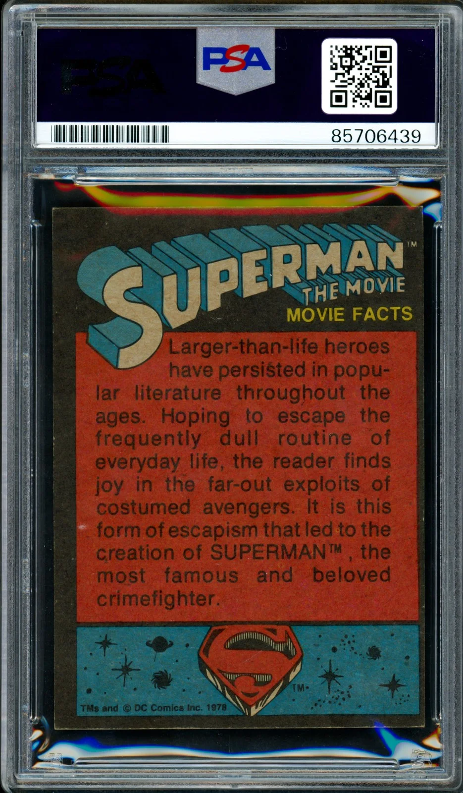 Christopher Reeve — Christopher Reeve Signed 1978 Topps Superman RC PSA/DNA #85706439 Card, image 2