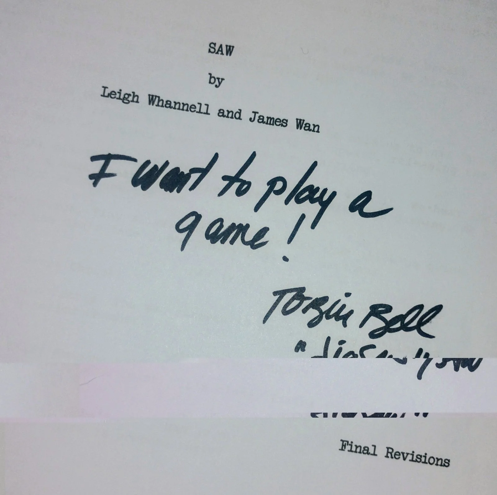 Tobin Bell Hand Signed Autograph Saw Script COA - NO US TARIFFS, image 3
